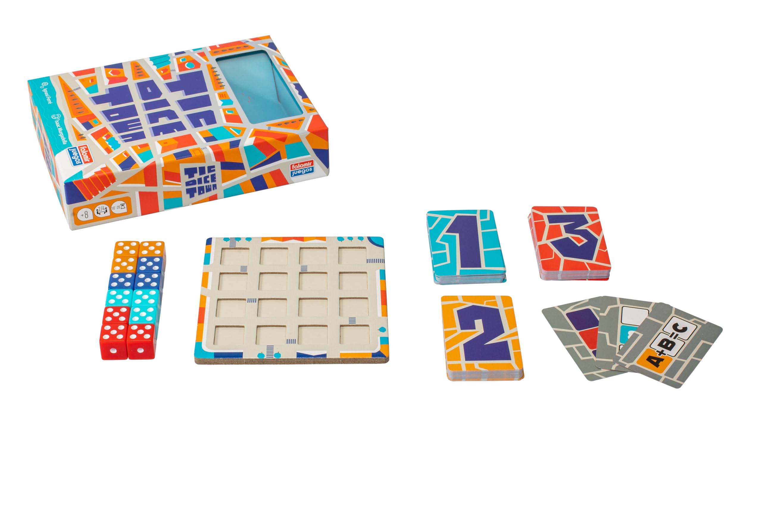Falomir - Tic Dice Town | Rywalizacyjna gra matematyczna | dla 2 do 4 Graczy (Wiek 8+)