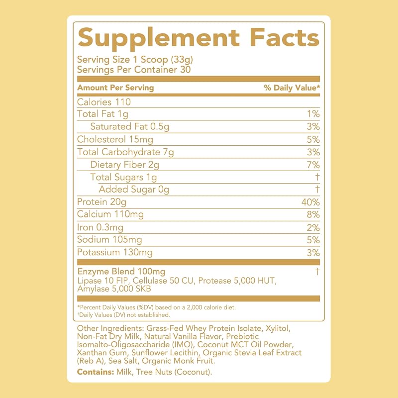 Clean Simple Eats Whey Protein Powder, Simply Vanilla Flavor Naturally Sweetened, 100% Grass Fed Protein Powder with Digestive Enzymes & No Artificial Ingredients, Gluten Free, 30 Servings image 3