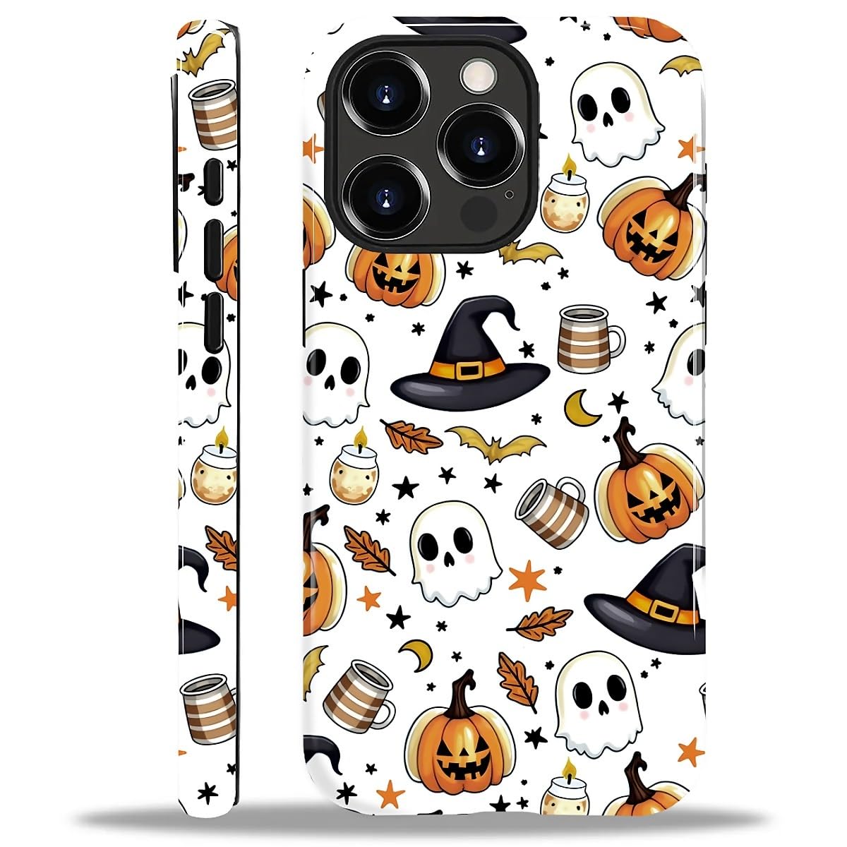 for iPhone 15 Pro Max Case for Women Girl Men Boy, Compatible with MagSafe, Shockproof Soft Silicone & Hard PC Shell Protective Case for iPhone 15 Pro Max - Candle Pumpkin Ghost Bat Candle Pumpkin Ghost Bat IPhone 15 Pro Max