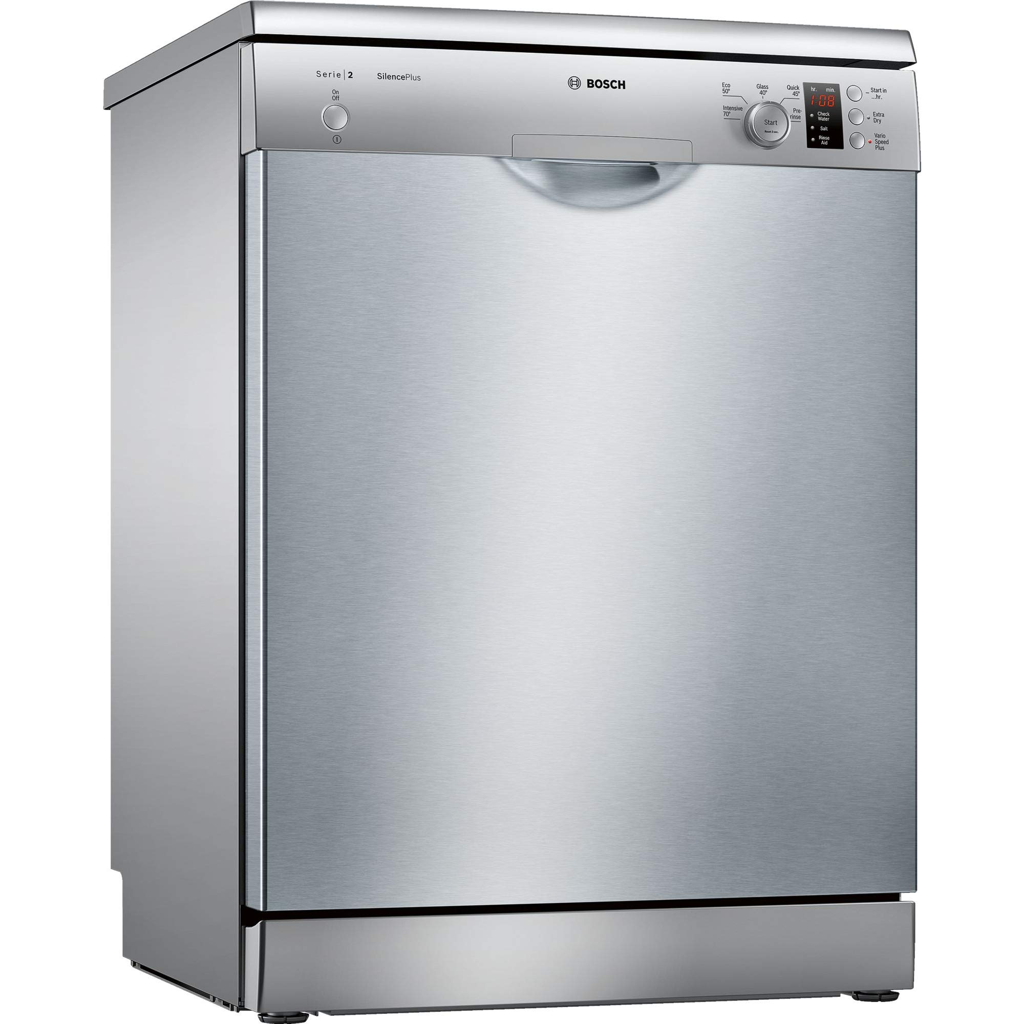Bosch Serie 2 SMS25AI00G ActiveWater 60cm Freestanding Dishwasher with 12 Place Settings, A++ Energy Rating, Delay Timer and Load Sensor (Silver) [Energy Class A++]