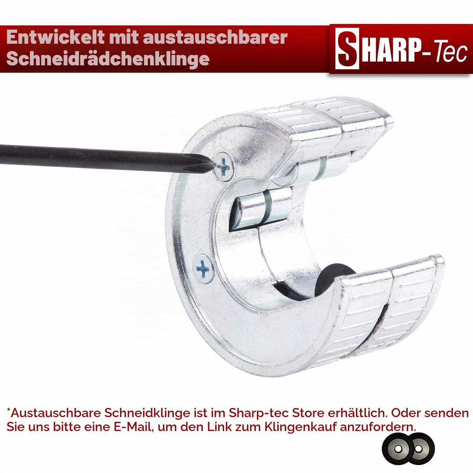 Sharp-tec Rohrschneider für 28 mm Rohr, tragbare Rohrscheibe mit Zinklegierungsmaterial, Schneidradklinge austauschbar, CT-113-W
