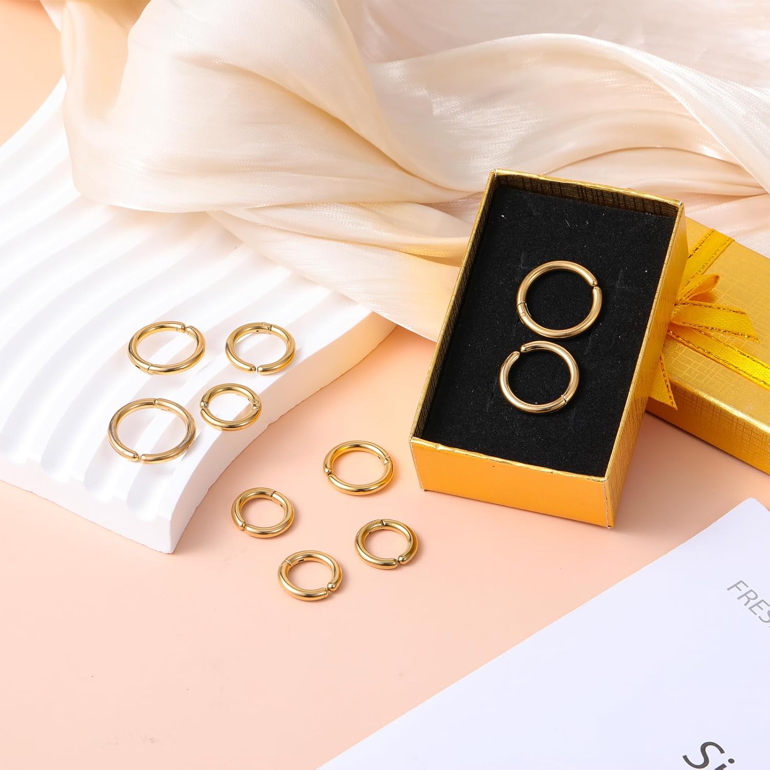 8 Pieces Clip on Earrings Gold Non-Piercing Fake Hoops for Men Women Cool Stainless Steel Clip on Earring Unisex Hoop Ear Clips Gifts Set Four Pairs of Different Sizes - Image 4