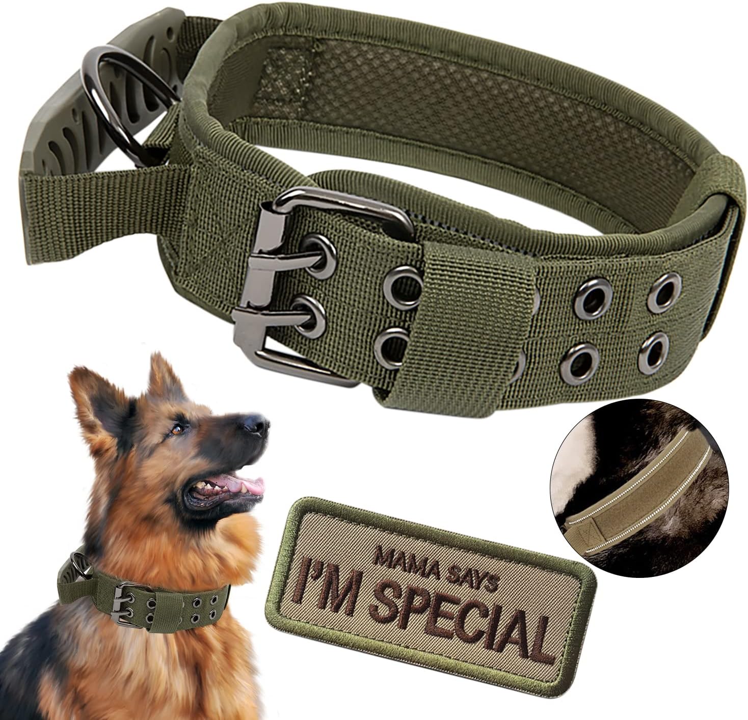 Collar táctico para perro con mango - ajustable, nailon, hebilla metálica, X-Large