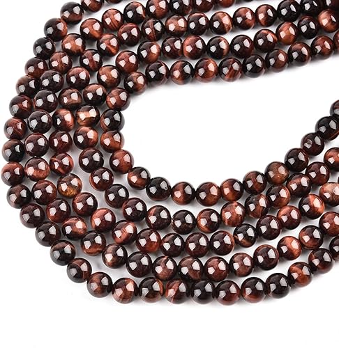 Miniatura 3 de Cuentas redondas naturales semipreciosas de piedra suelta para hacer joyas, brazaletes, collares Ojo de tigre rojo,Piedra de Yaxaita,Azul