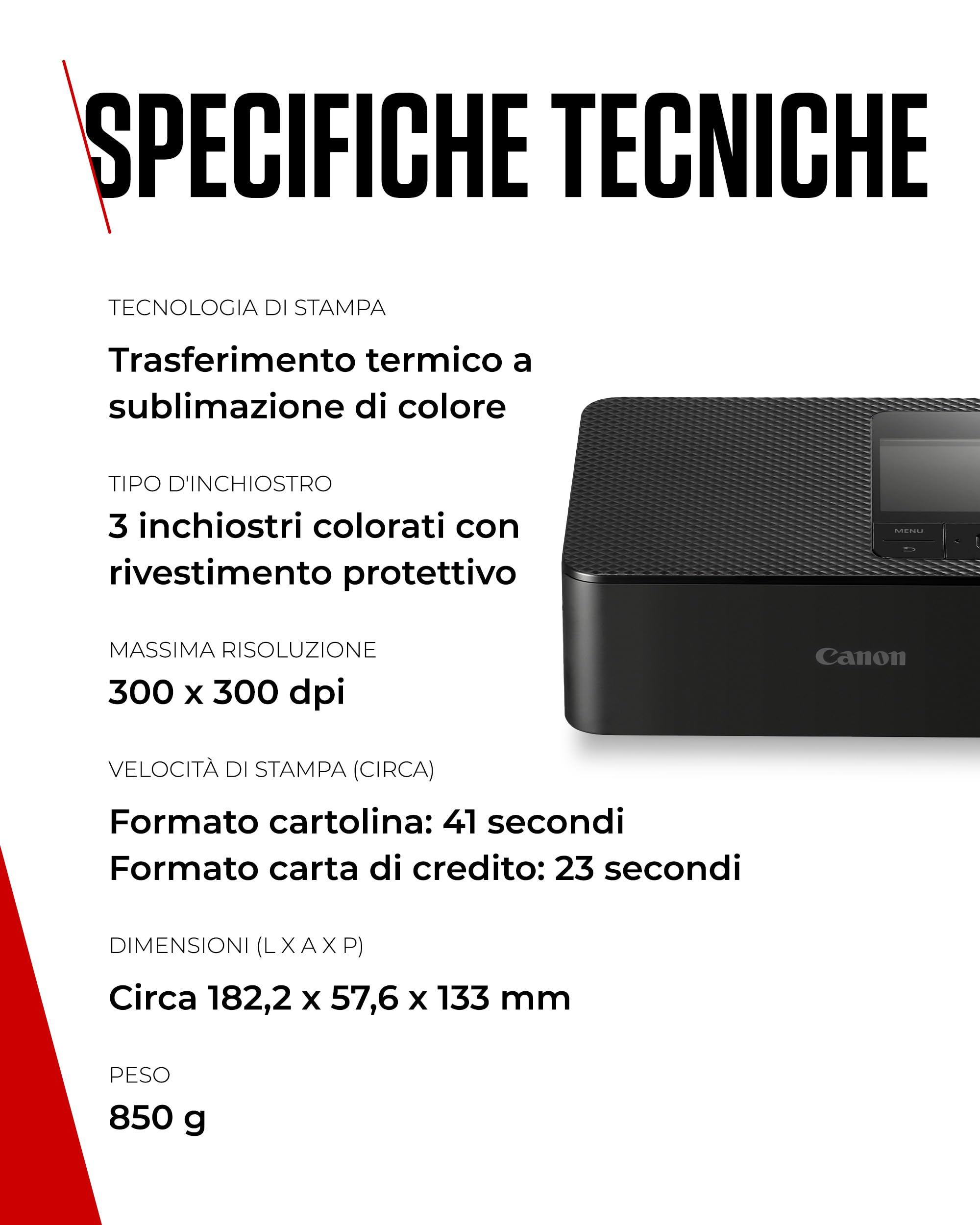 Canon SELPHY CP1500 Stampante Fotografica Compatta Wireless USB-C SD Nero
