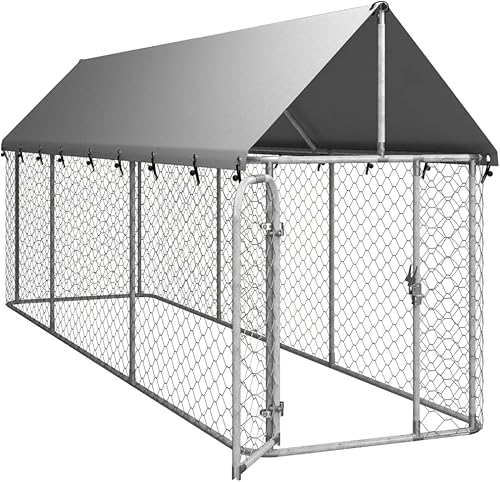 Miniatura 9 de Loibinfen Perreras para perros al aire libre con techo, jaula grande resistente para perros, casa para perros extra ancha con cubierta resistente al