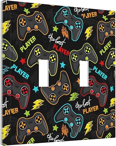 Vista 155 de Placa de pared con interruptor de luz de doble interruptor de pared para niños, diseño de dinosaurio, galaxia, espacio exterior, planeta, nebulosa