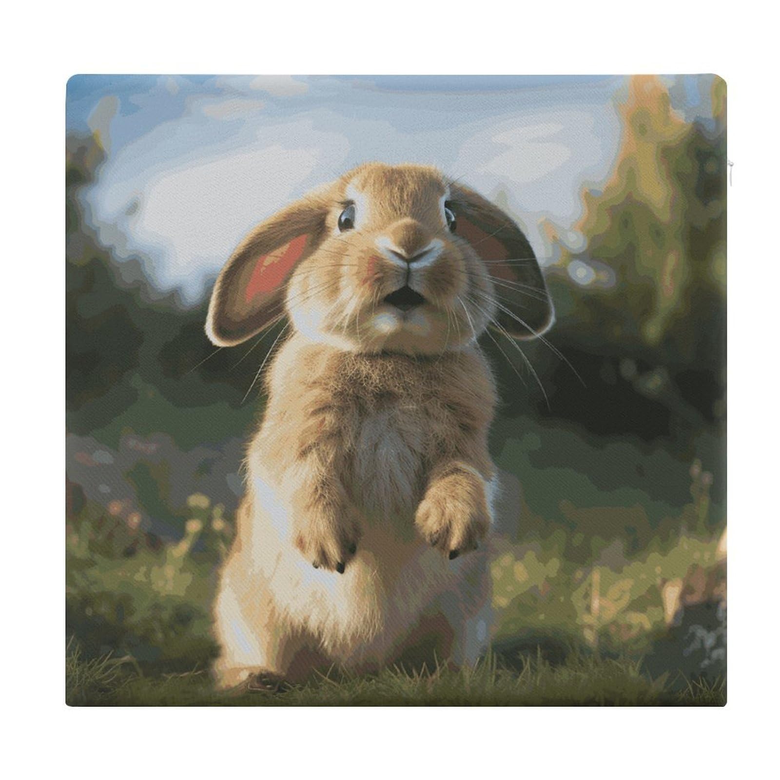Coussin de sol de méditation pour coin zen adulte et tapis de yoga en mousse imprimé lapin