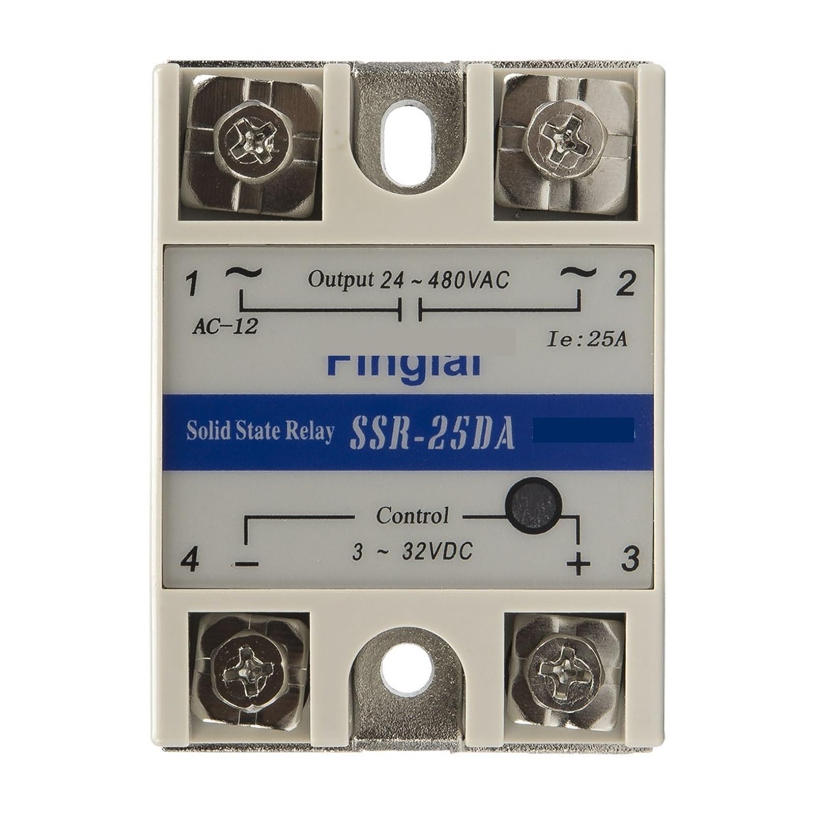 Relè a stato solido monofase, SSR-10DA/25DA/40DA/60DA/80DA/100DA Relè a stato solido da CC a CA 480 V(SSR-25DA)
