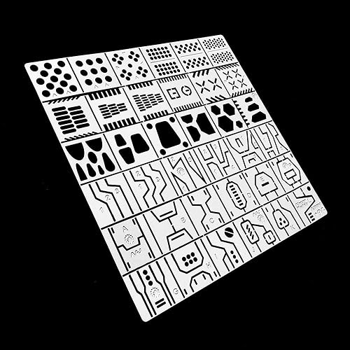 Miniatura 7 de Para Hobby Model Craft GK Herramienta Tallado Regla Auxiliar Acero Inoxidable Taladro Taladro Detalle Fabricante Escriba Línea Stencil, 36 PCS en 1