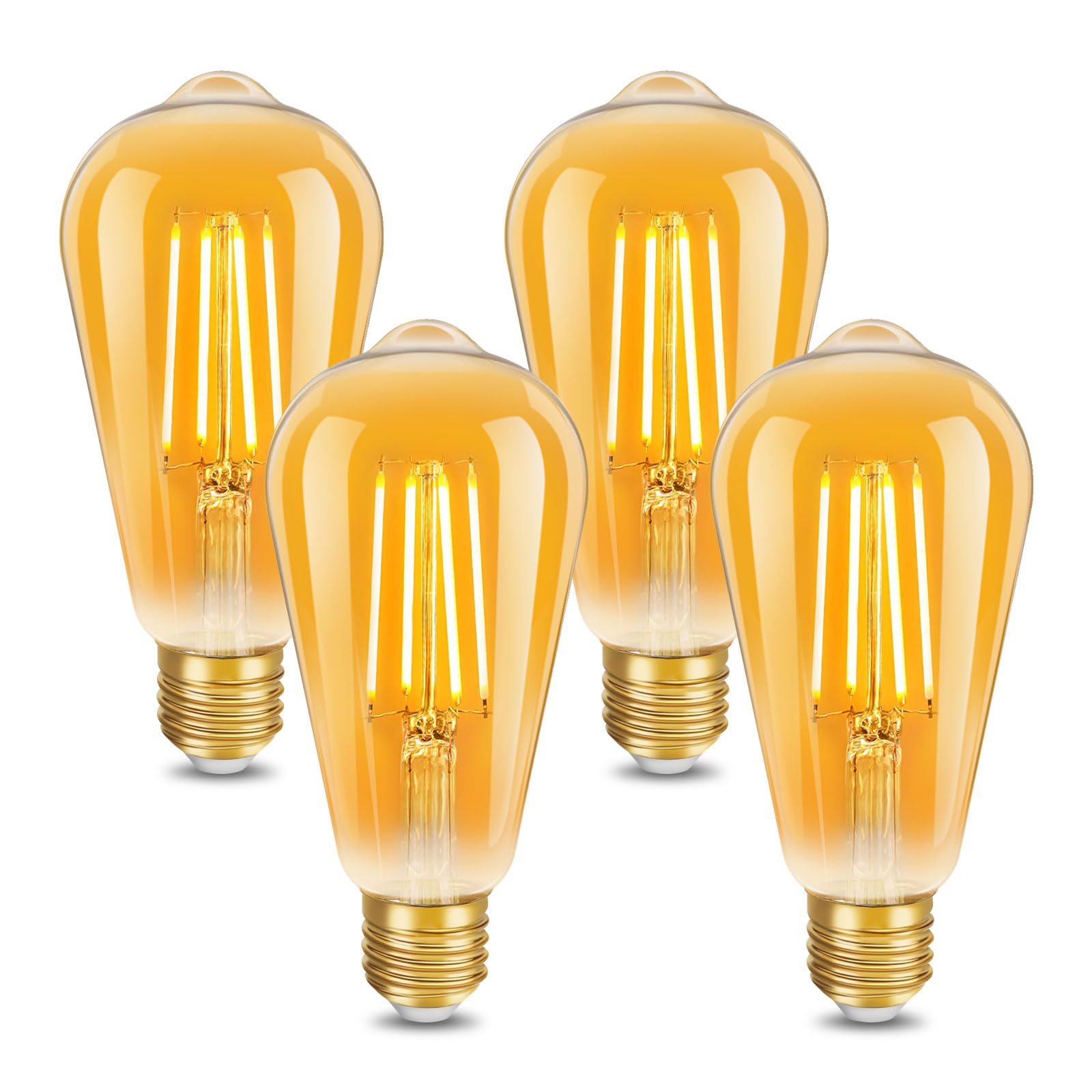 ILEEDear Edison Vintage Glühbirne E27, 4 Stück E27 LED Vintage Warmweiß Retro Glühbirne Ideal für Nostalgie und Retro Beleuchtung im Bar Café Haus usw