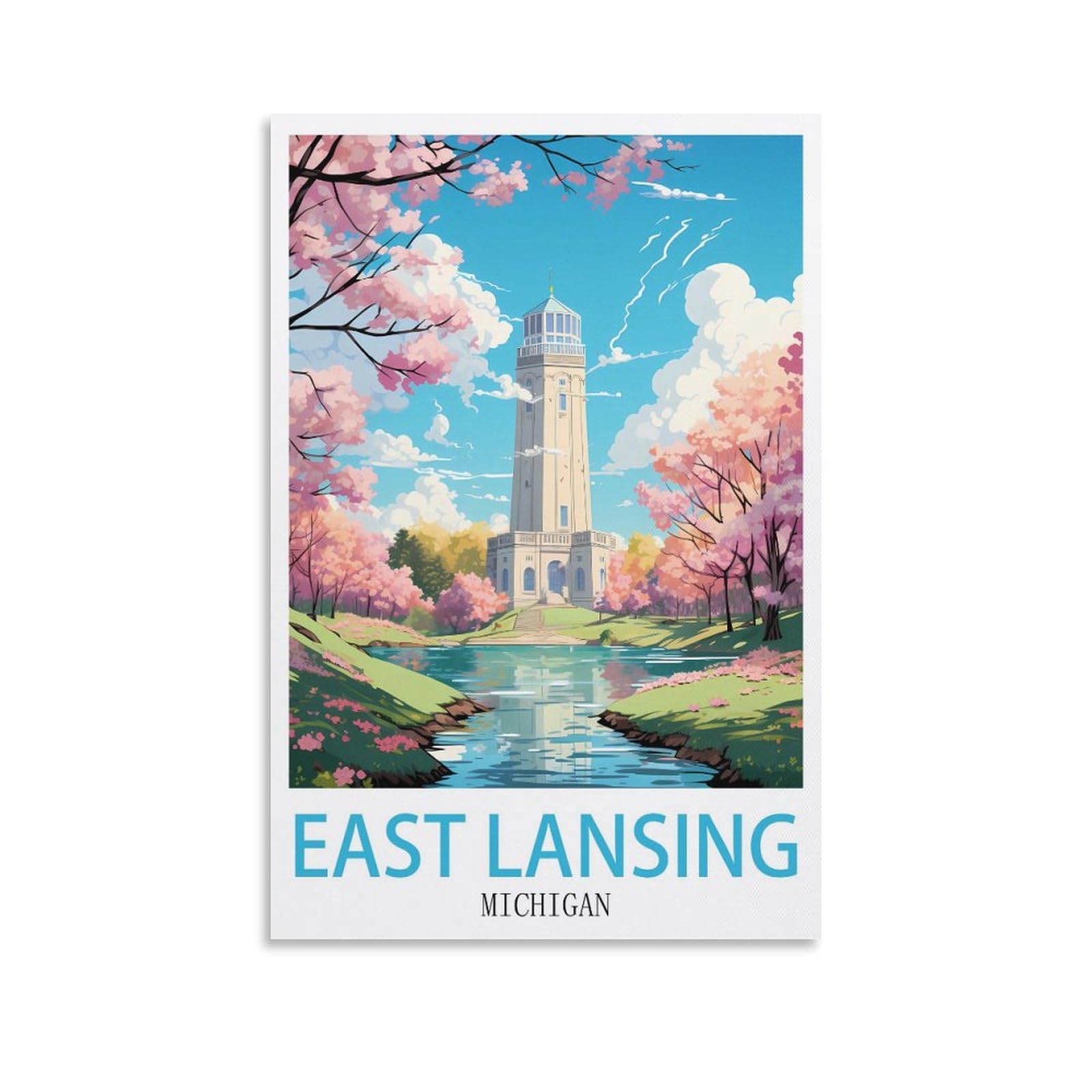 EZMLFA DIY 5D Diamond Painting Kits for Adults,East Lansing Michigans DIY Diamond Art Kits Gem Painting Crafts for Home Wall Decor 50x60cm