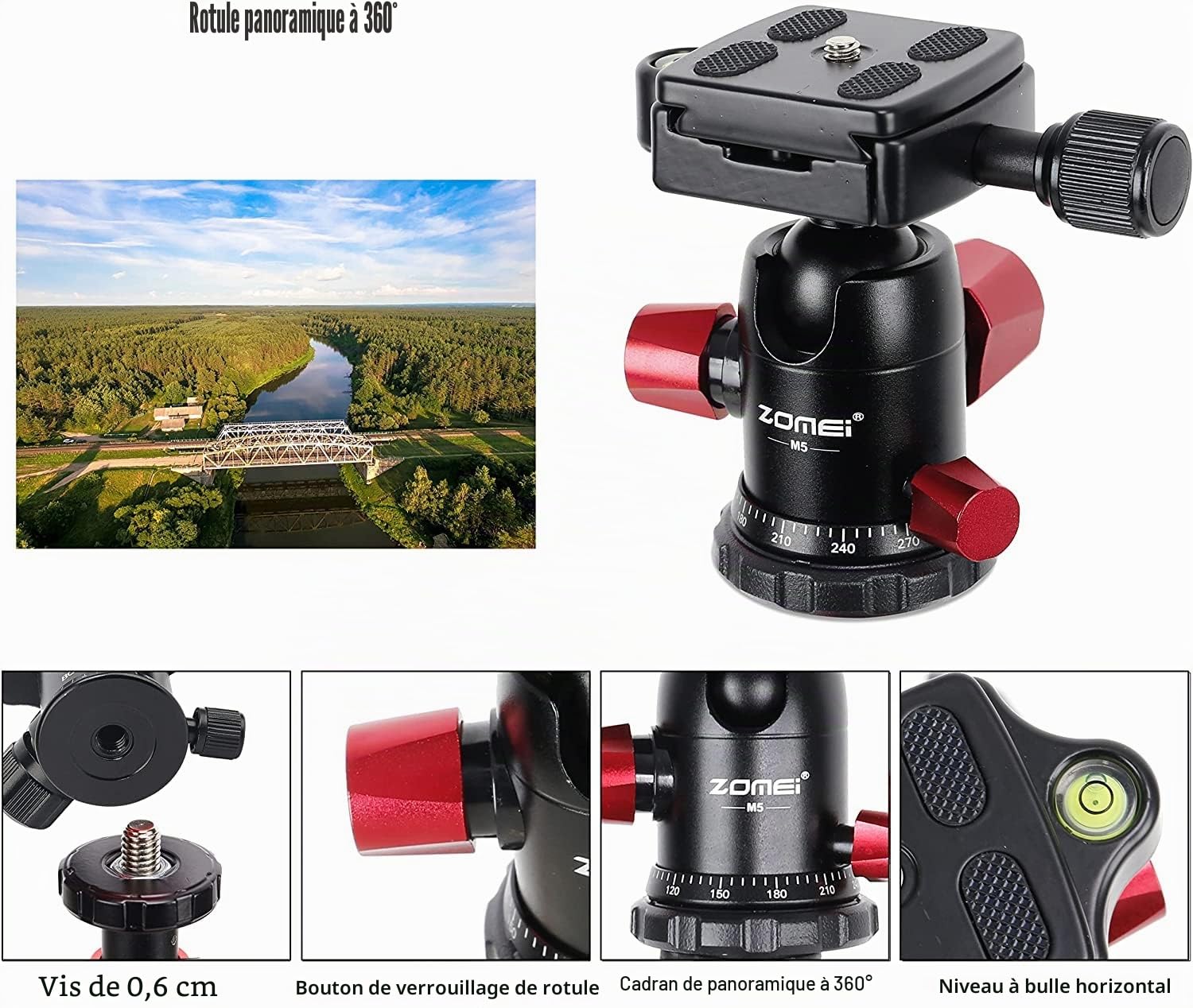 Trépied Appareil Photo, ZOMEI 138cm Trepied Monopode Voyage en Aluminium avec Support de Téléphone et Sac pour Caméra Smartphone Youtube TikTok Vidéo