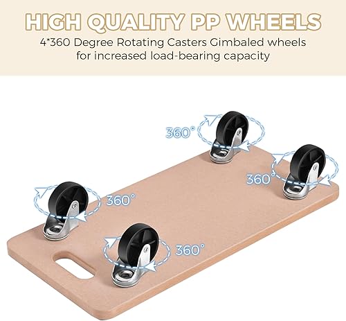 Miniatura 2 de ERGOMASTER Dolly móvil para muebles con 4 ruedas, rodante de madera resistente, soporta de forma segura 500 libras, transportador multifuncional