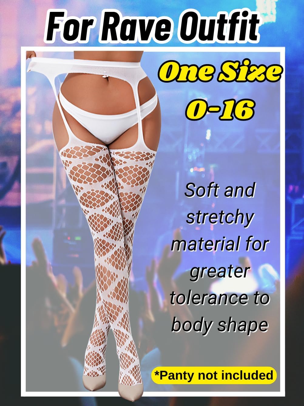 Kaei&Shi Garter Belt and Thigh Highs,Sexy Fishnet Stockings for Women Lingerie,Suspender Pantyhose Rave Party Club Night - Image 4
