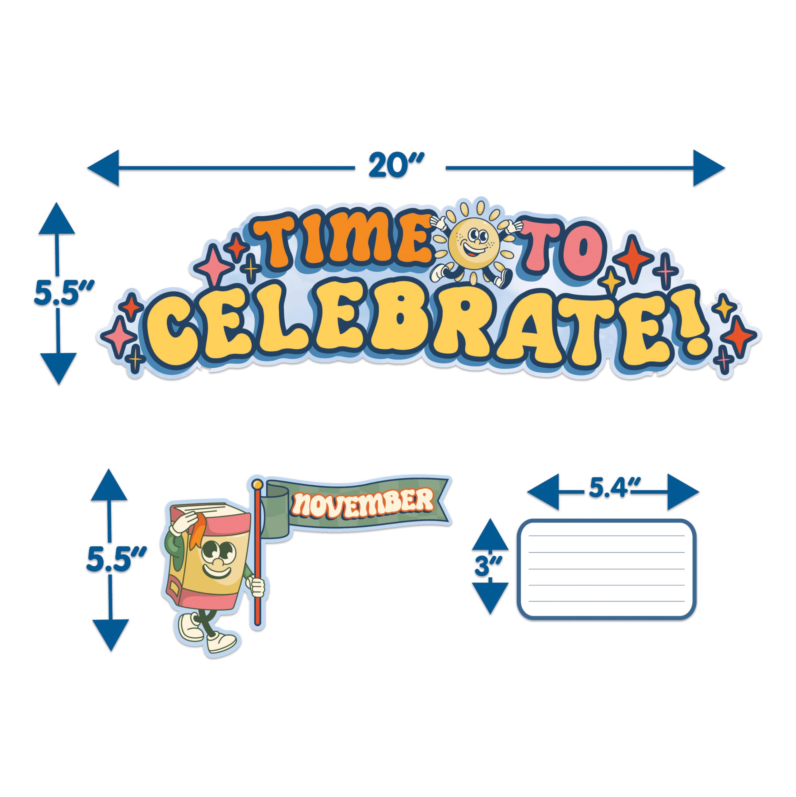 Eureka 847853 S'Cool Era Celebratory Mini Pinnwand-Set für Lehrer und Klassenzimmer, Mehrfarbig, 31 Stück
