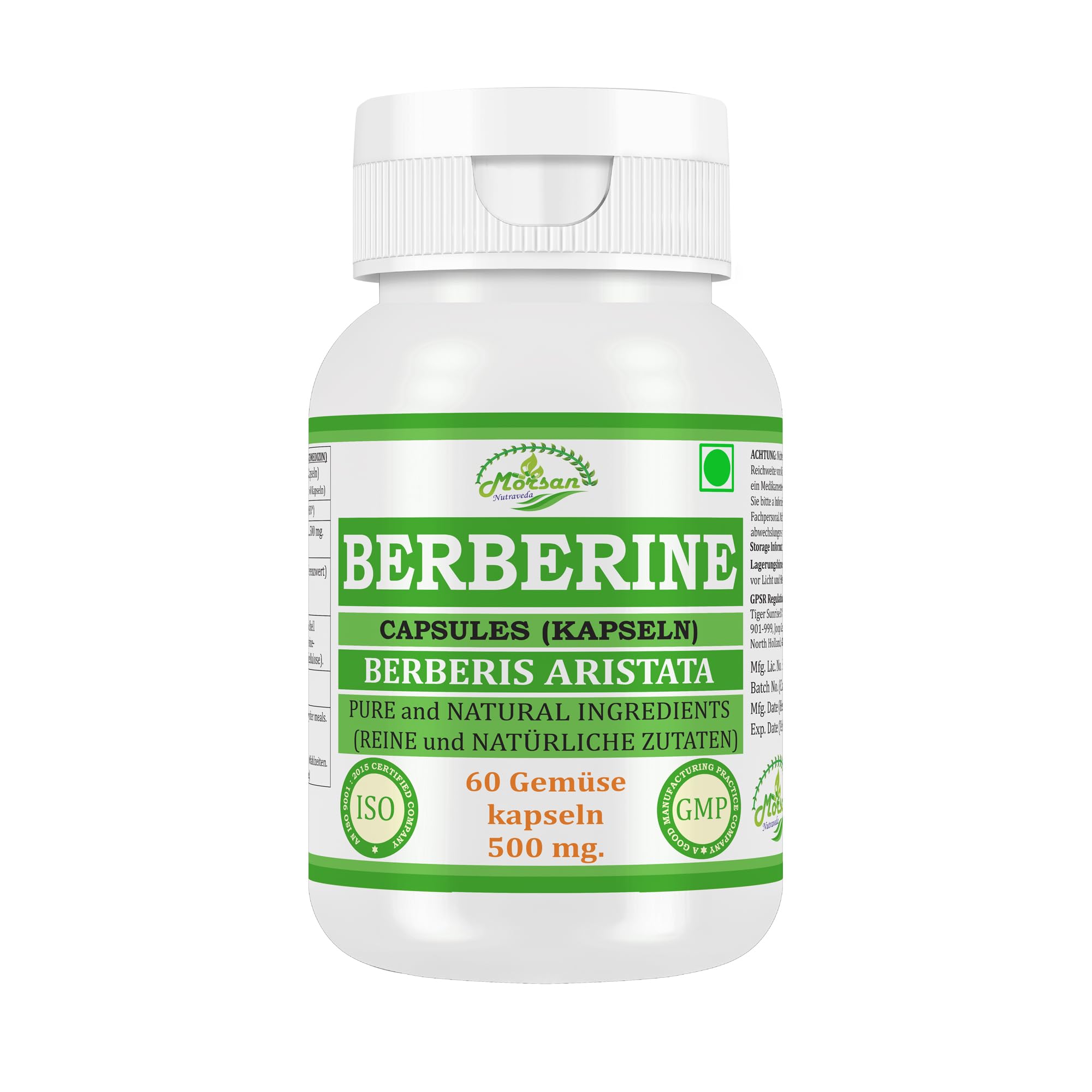 Berberin 500 mg. 60 vegane Kapseln für für 1 Monate Behandlung. Natürlicher Extrakt aus Berberis Vulgaris (4)