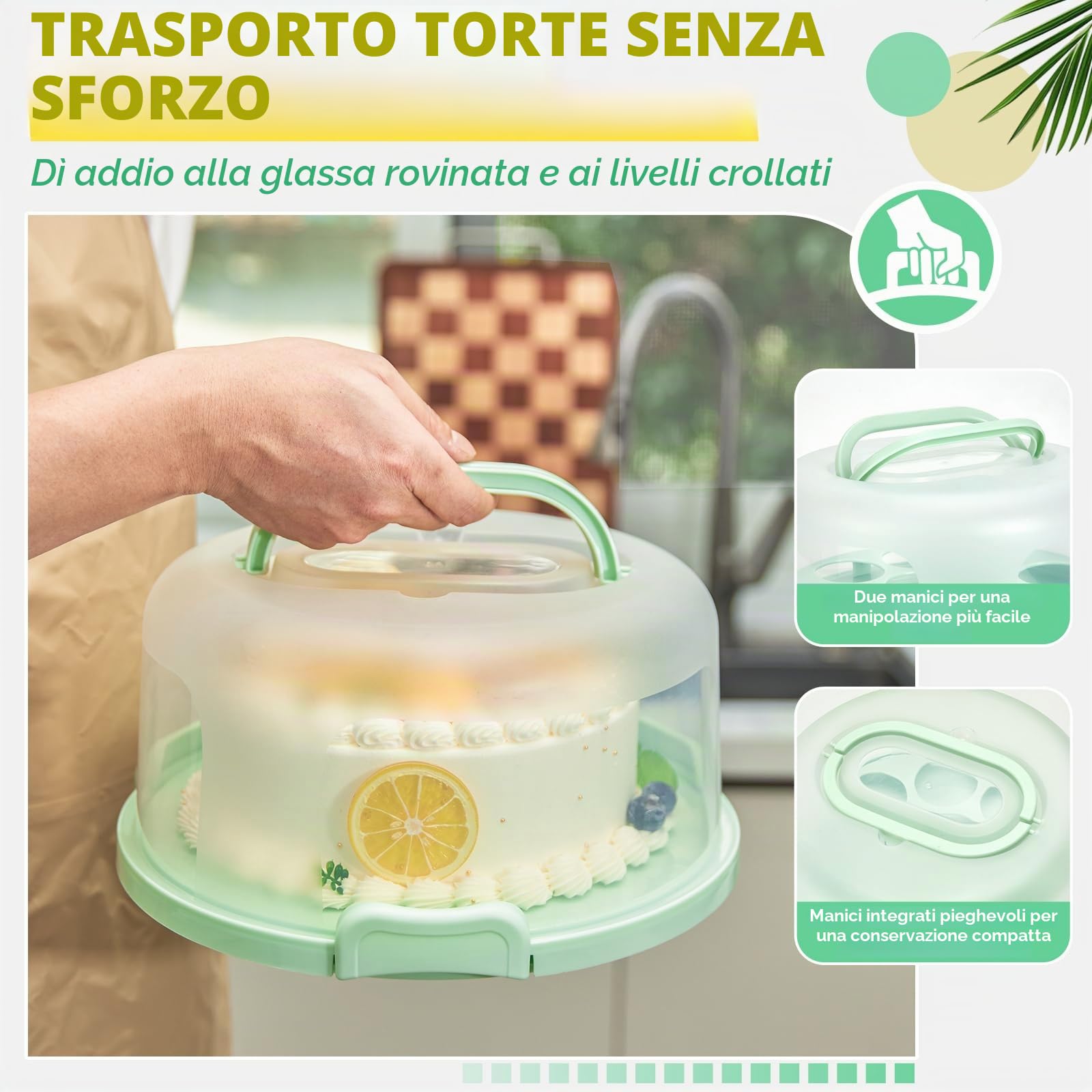 Porta Torte Ohuhu Rotondo Portatile 10 Pollici Con Coperchio, Scatola Con Base a Due Lati per Trasportare Noci Frutta, Ottimo Regalo per Le Donne