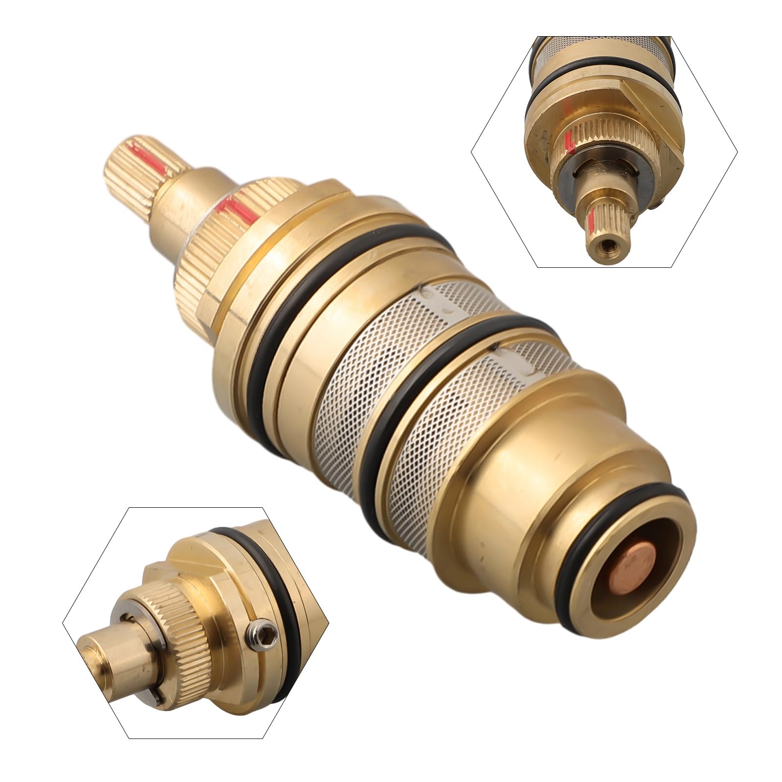 Whychstore Cartouche thermostatique universelle en cuivre avec contrôle de la température - Valve de douche en laiton pour divers appareils de barre de douche, NOUE68BW17ZZWWKU70706WF23360