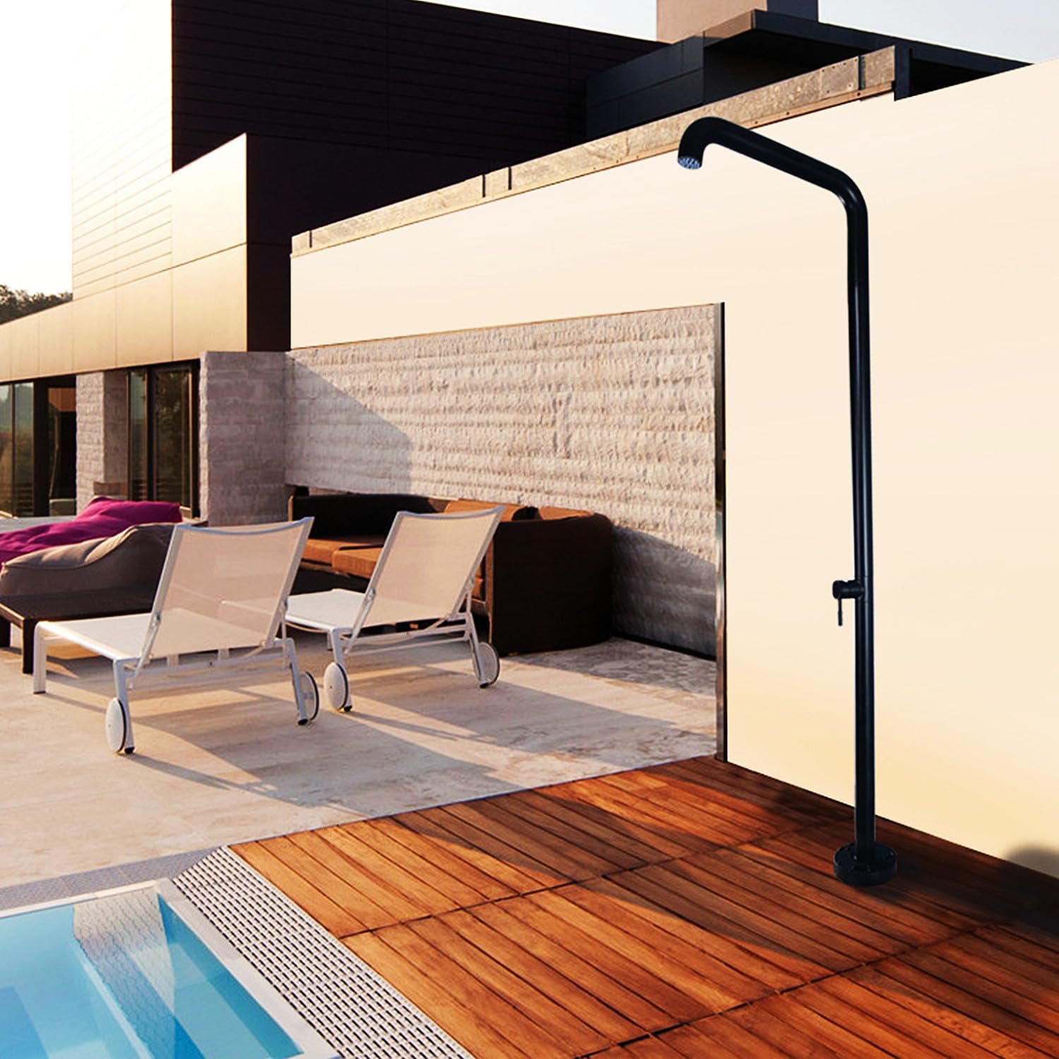 Amazon.co.jp 屋外シャワー ガーデンシャワー 自立式屋外シャワー器具 オーバーヘッドシャワーヘッド付き スタンド式プールサイド