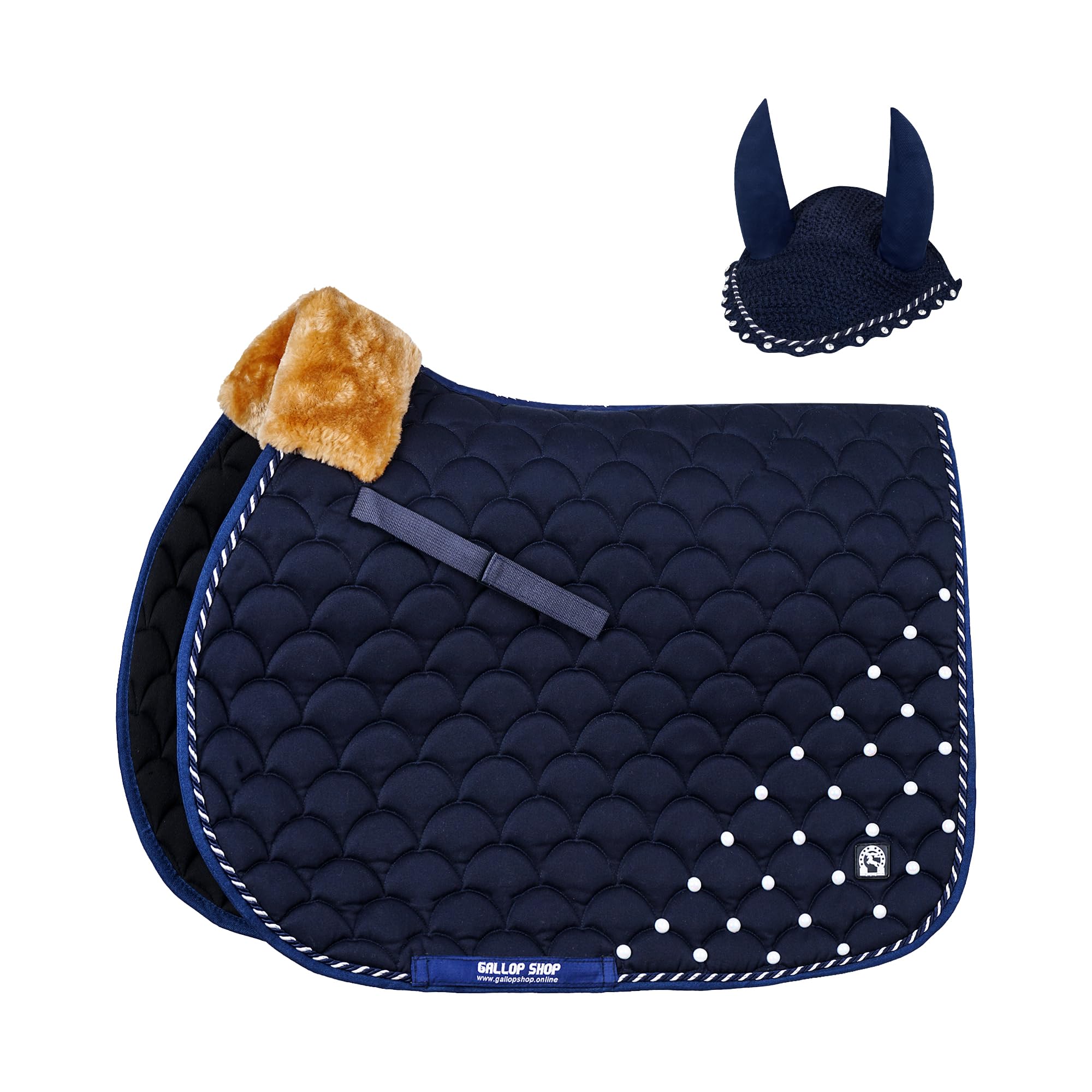 Numnah Jewel Umbrella Style Saddle Pad / Horse Cloth (Navy, Full)