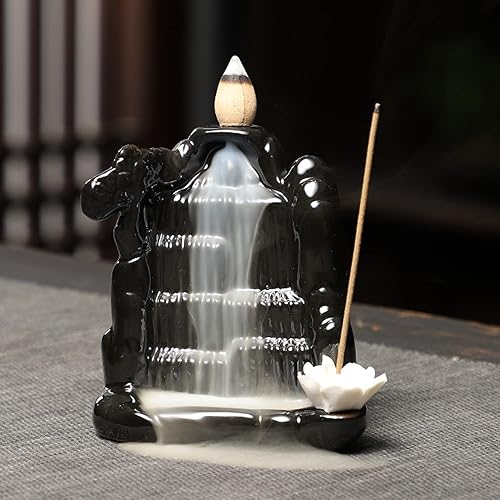 Miniatura 5 de Quemador de cono de incienso de reflujo, soporte de palo de incienso de cascada, soporte funcional de cerámica para quemador de incienso para