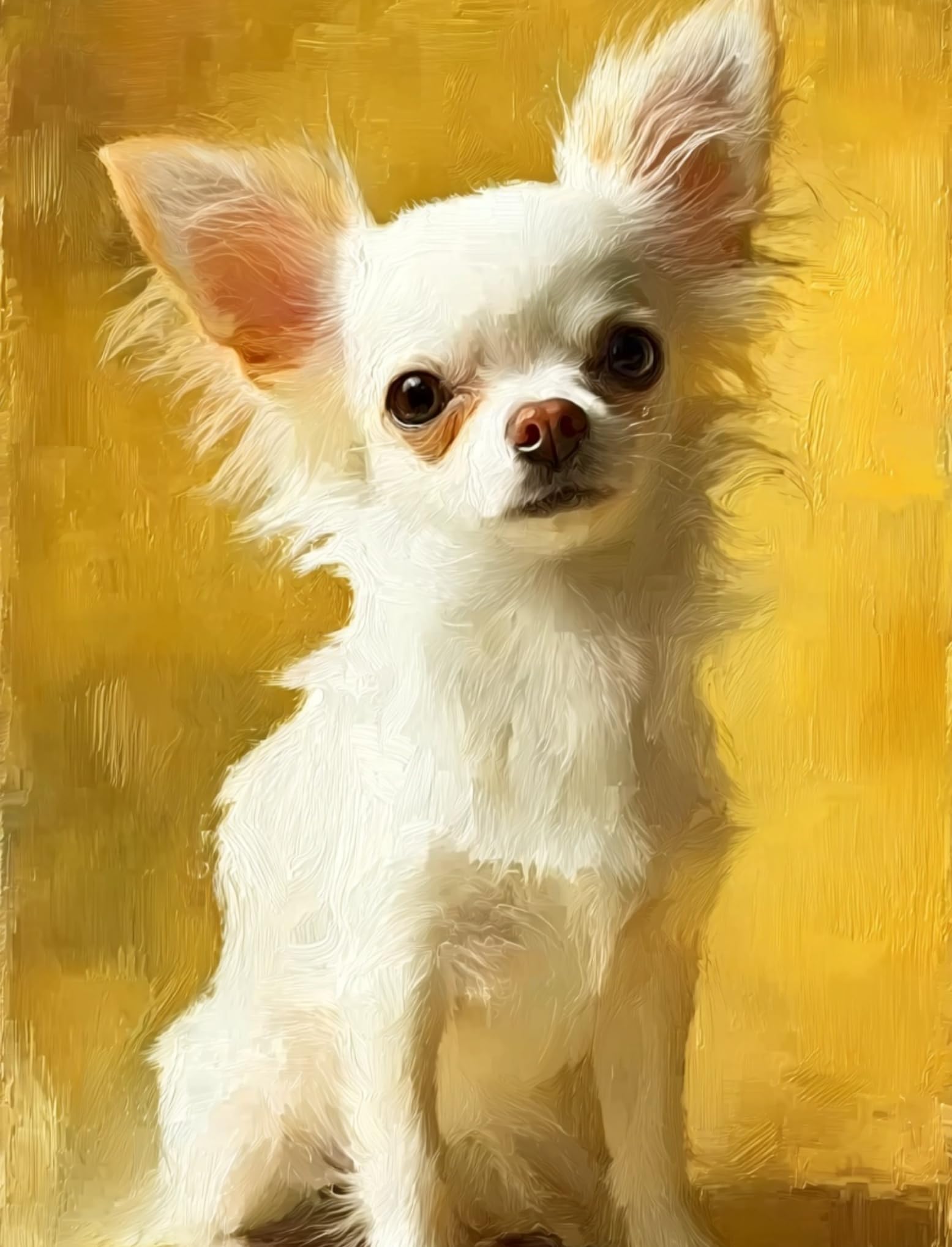 WANGWANGMIAO Paint by Numbers for Adults White Chihuahua,Canvas Oil Painting Kit for Adult, DIY Craft Art Painting Kit Acrylic Pigment Drawing for Decor Gift 16x20 inch，with Frame