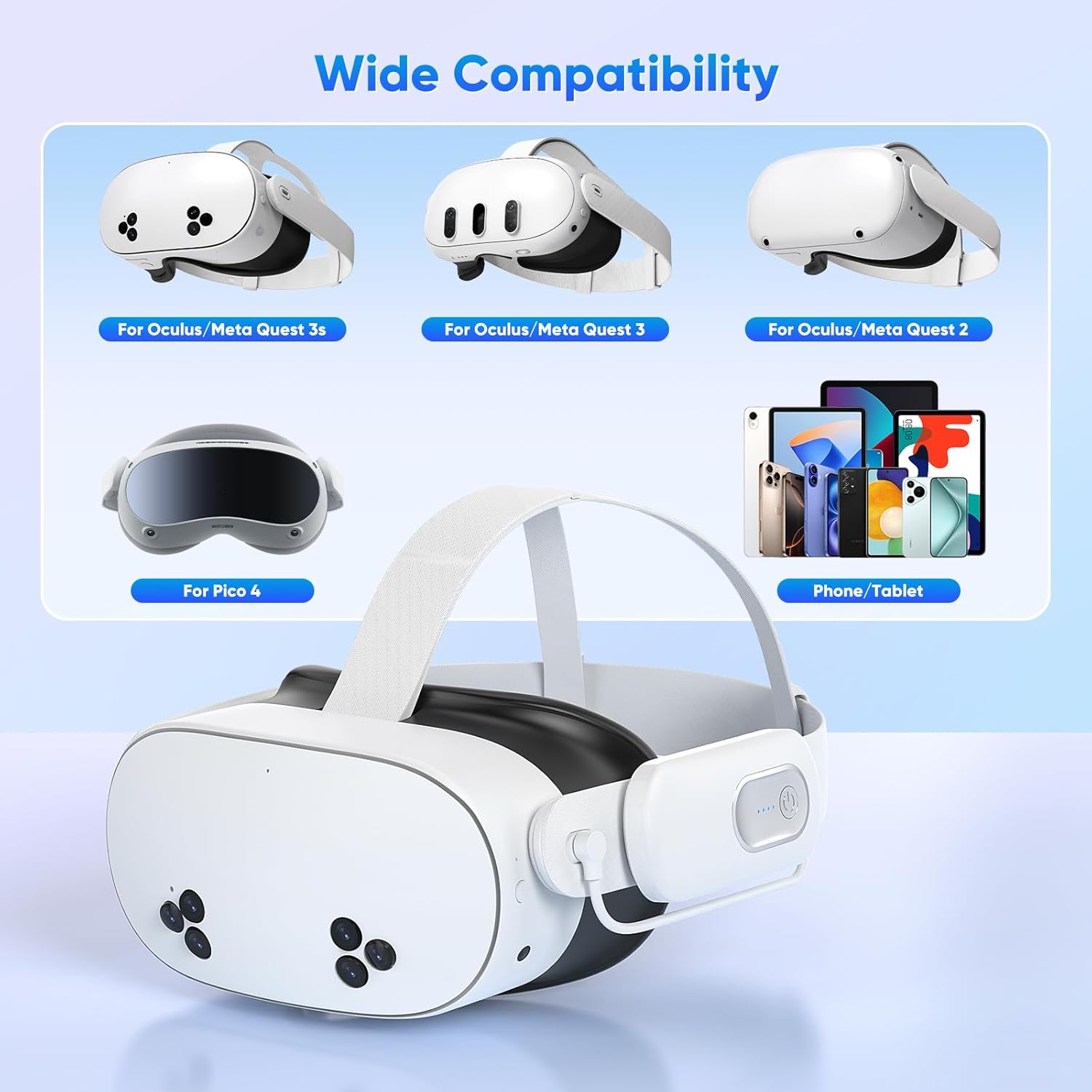 YUANHOT Battery Pack + VR Sticks Extension Grips for Meta Quest 3/3S