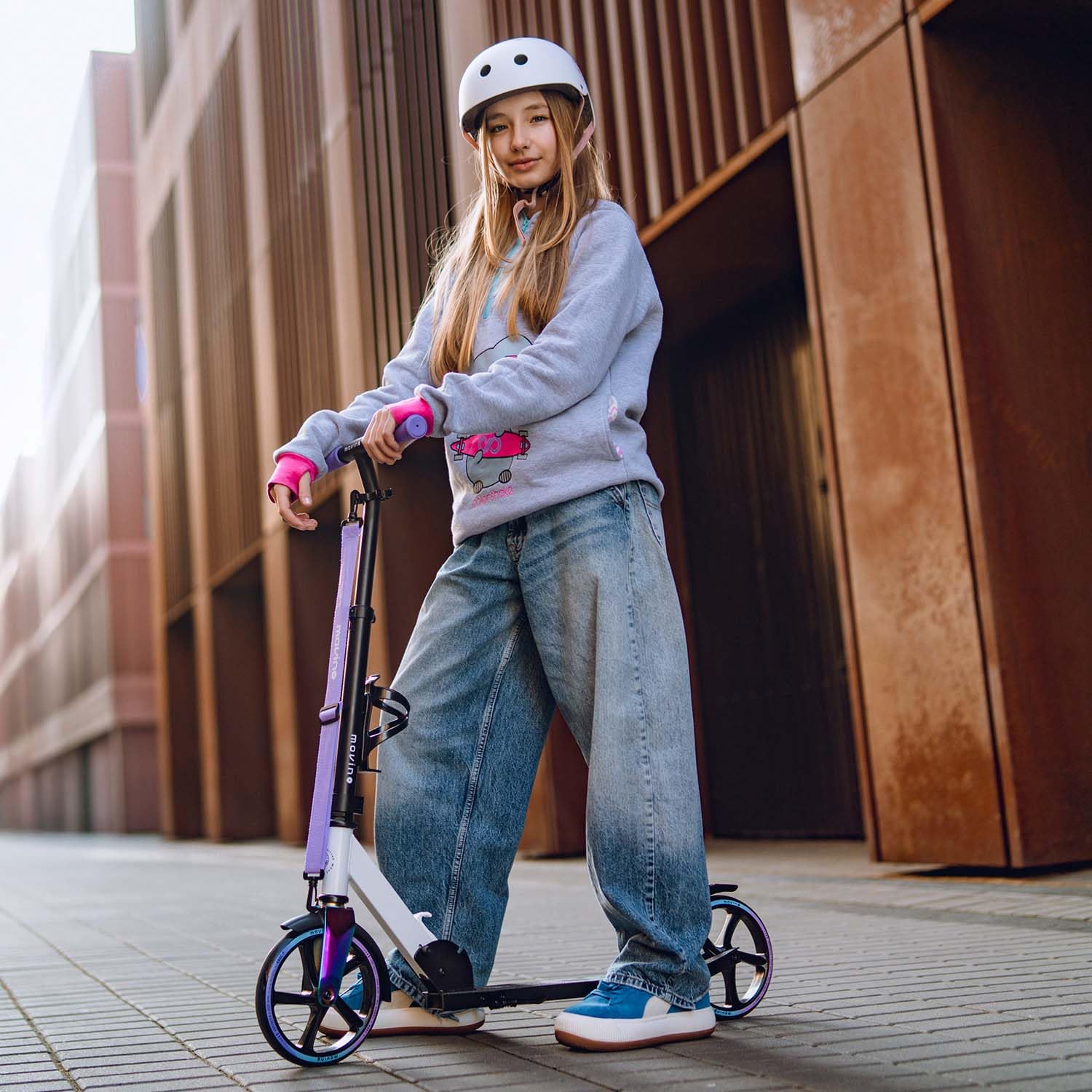 Movino Infinity Scooter Plegable Ruedas 200 mm Portabotellas Correa Transporte