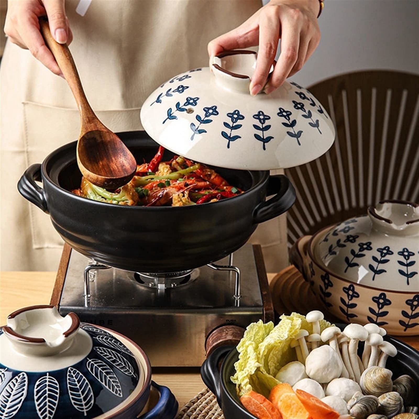 Casseruola di riso in umido per una persona di riso in ceramica Noodle di riso Casseruola piccola casseruola piccola casseruola piccola casseruola