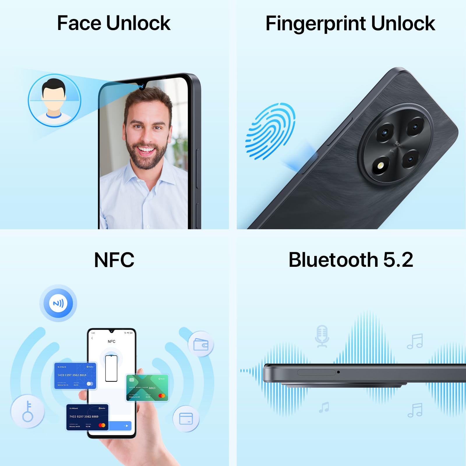 UMIDIGI G100 Unlocked Cell Phone Android 14, 6.9" HD+ 120Hz,Octa-core 12GB +128GB Expand 1TB,GPS Unlocked Smartphone,6000mAh,50MP Triple Camera,Dual 4G LTE Phone, NFC,AI Face Unlock,OTG,Black