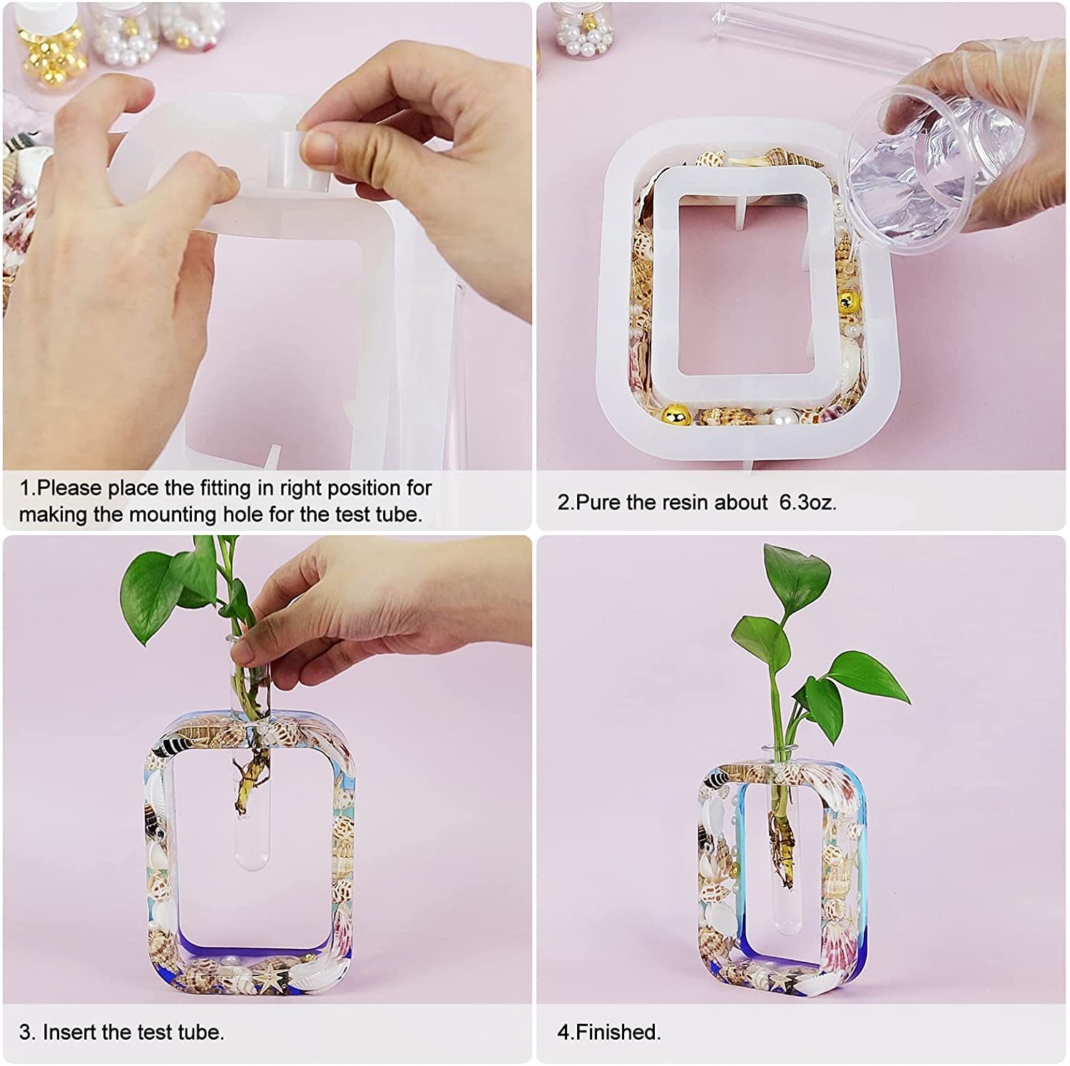 NOLAAI ARTOOL Rectangle Vase Resin Art Mold Decorative DIY Multiuse Plant vase With Propagation Station For Home Office Garden Décor Art and Craft Making Silicone Mold Epoxy Resin Art Mould 1pcs Test Tube (C85) 4