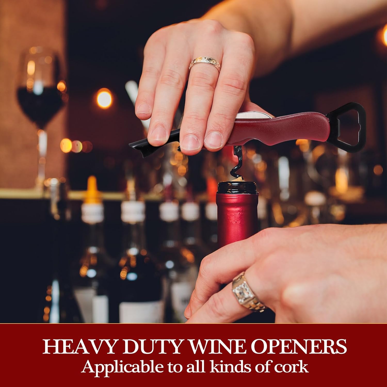 Hushee 24 Pcs Wine Opener Bulk with Foil Cutter Corkscrew Key 3 in 1 Red Bottle Opener Professional Stainless Steel Beer Corkscrew for Beverages Bartenders Summer Party(Wine Red)
