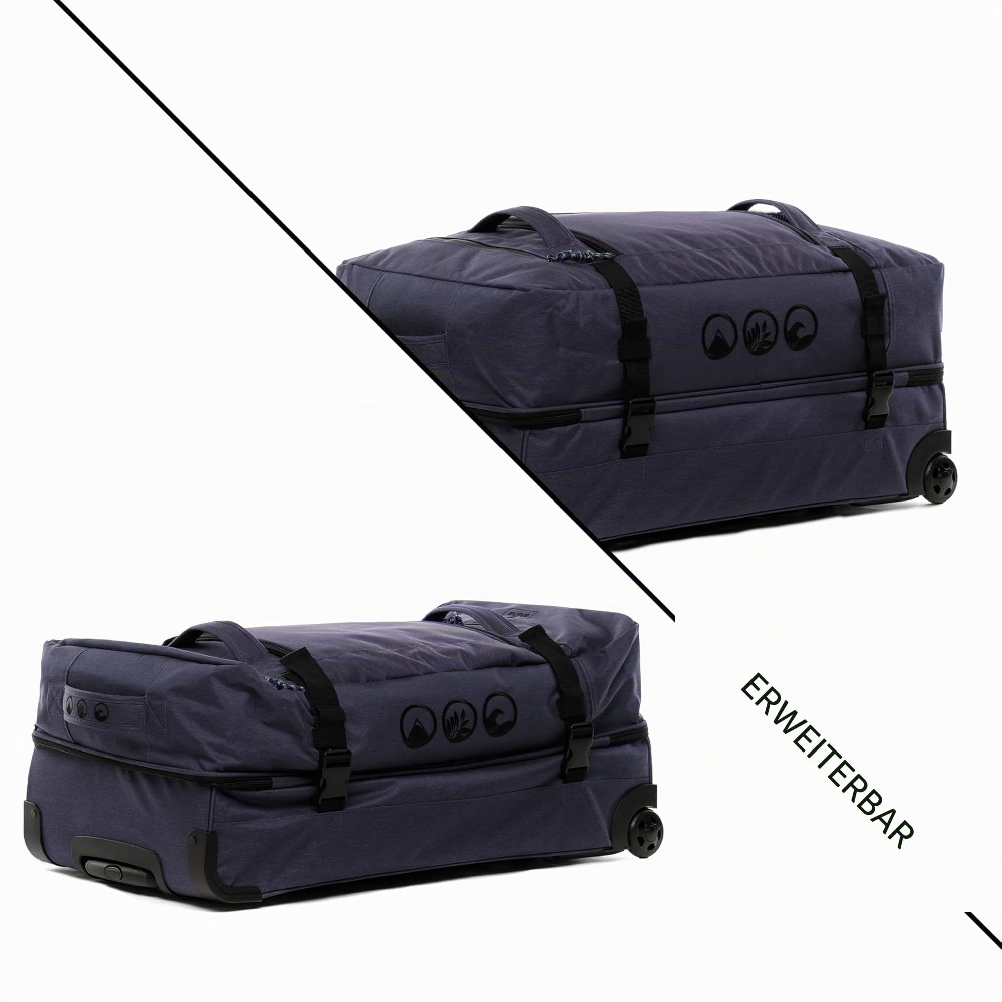Große Reisetasche mit 2 Rollen Kane Rollkoffer 80 cm Koffer Sporttasche Reise-Trolley, recyceltes Meeresplastik