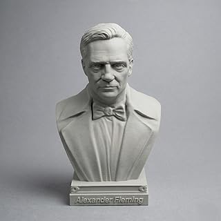 Charles Darwin Gregor Mendel Louis Pasteur Mendeleev Fleming Bust Head Sculpture Statue Decoration Collectible Figurine Desk Table Top (Alexander Fleming, 6" Hx4 Wx3 D)