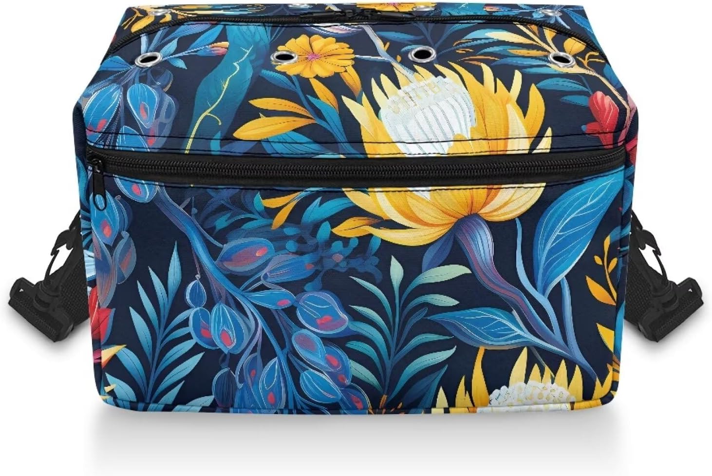 LJMKZJN Crochet Storage Bag Travel Crochet Bag Carrying Knitting Bag for Yarn Skeins, Crochet Hooks, Small Accessories, Knitting Needles(up to 12 Inches), Vintage Flower