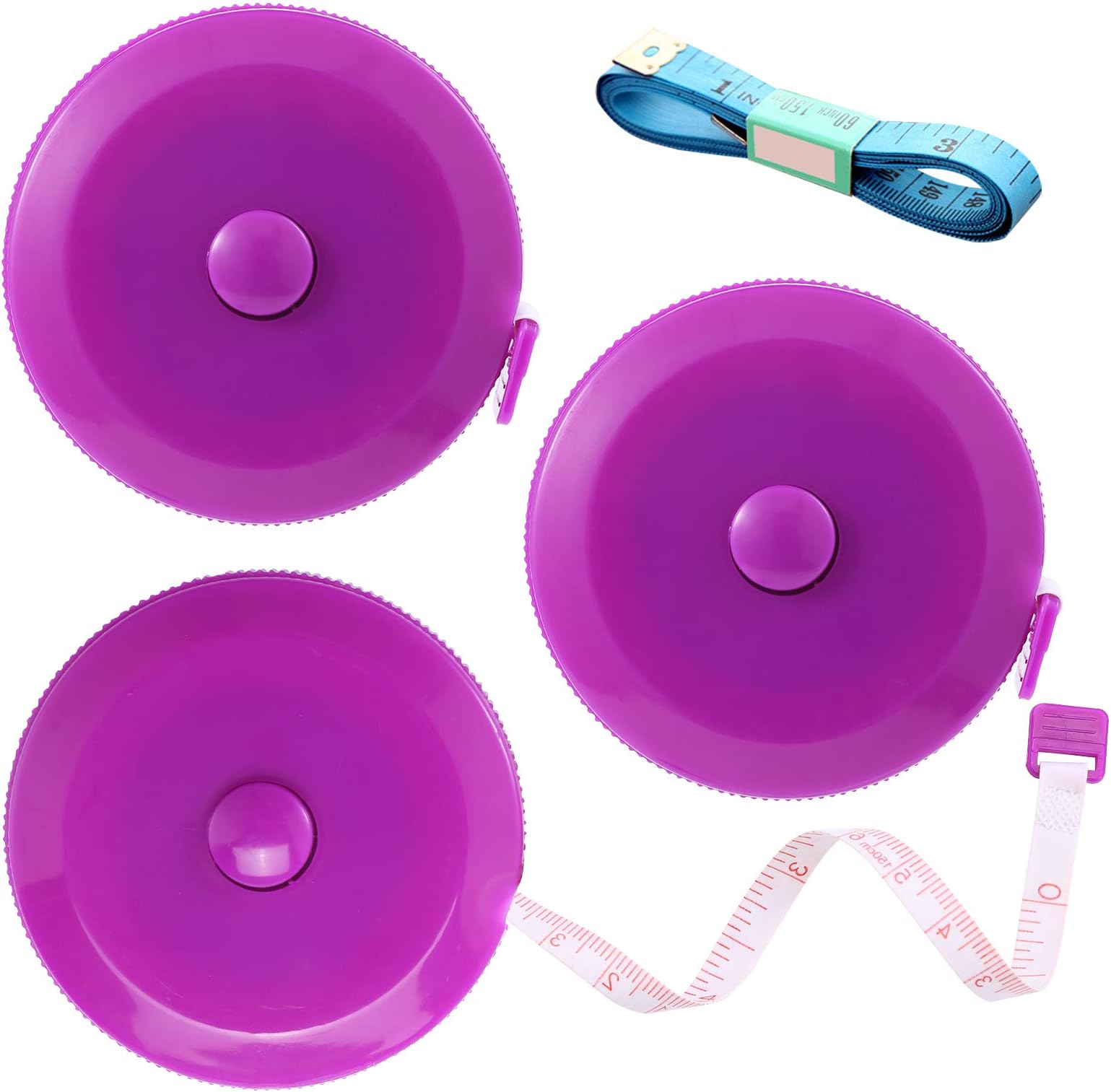 Tape Measure Retractable, Fabric Measuring Tape, 60 Inch Small Sewing Tailor Soft Ruler for Craft Nursing Clothing Medical Travel(3 Pack/Purple)
