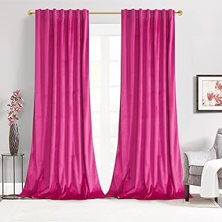 Berry Velvet Curtains for Bedroom Window with Back Tab, Super Soft Vintage Luxury Heavy Drapes, Room Darkening Thermal Insulated Curtain for Living Room, W52 by L96 inches, 2 Panels - Buy now