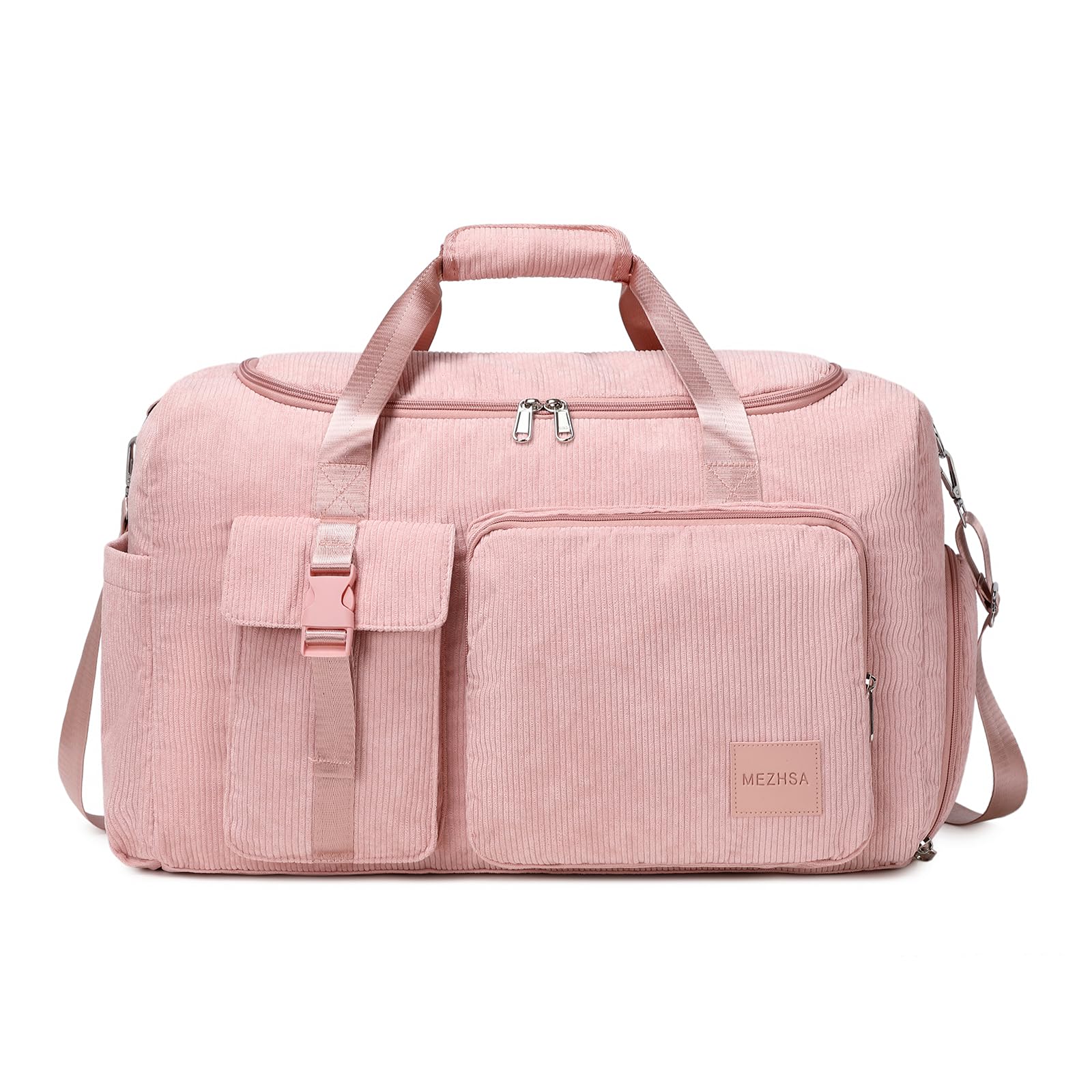 Girls Duffle Bag Woman Corduroy Travel Bag Kids Sports Duffel Bags With Shoe Compartment Wet Pocket (pink)