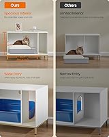 Vista 4 de Feandrea UPCL027W01 - Armario para caja de arena para gatos, mueble moderno para caja de arena oculta, con alfombrilla para rascar, patas altas