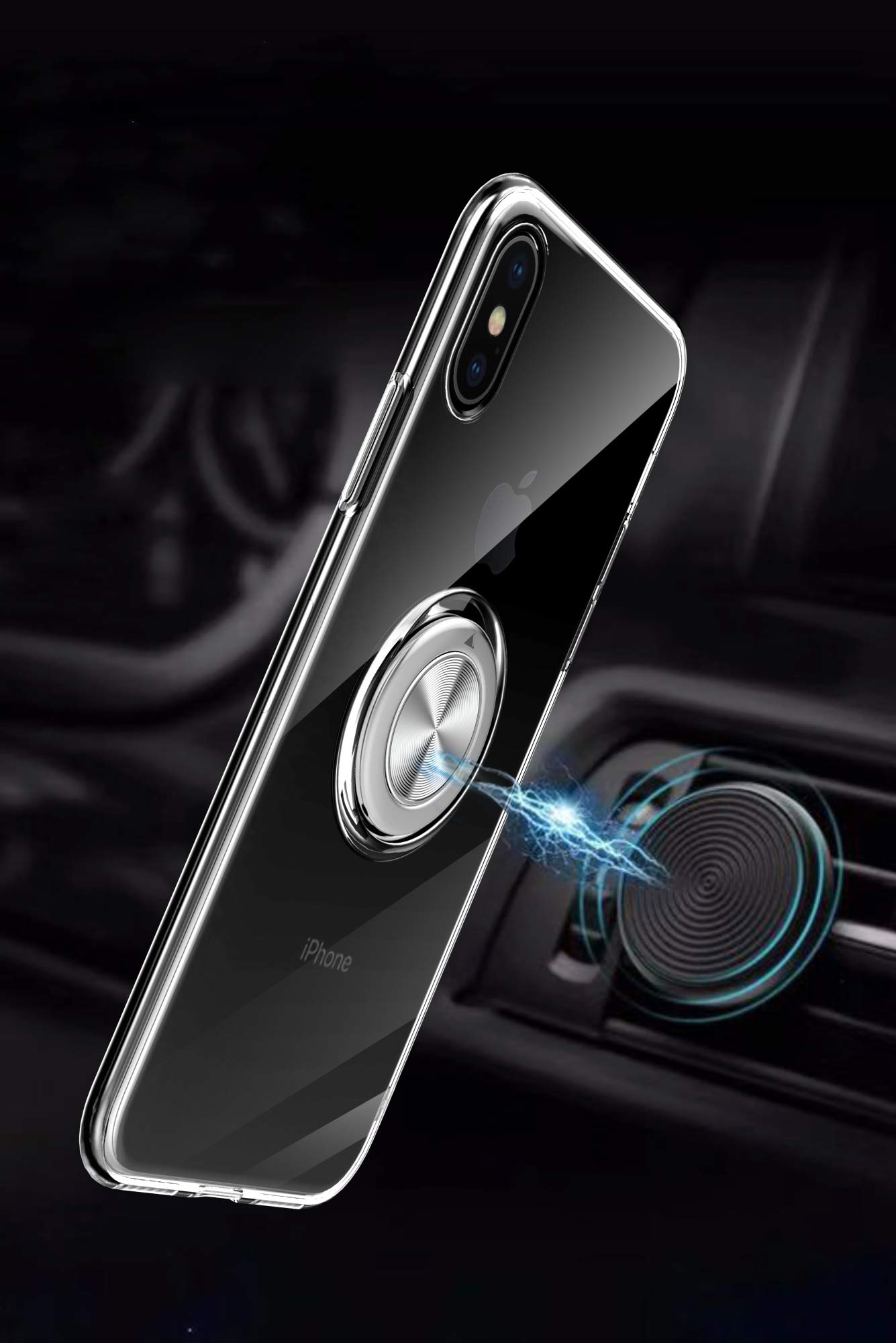 SORAKA Custodia per iPhone X/XS con supporto ad anello invisibile e