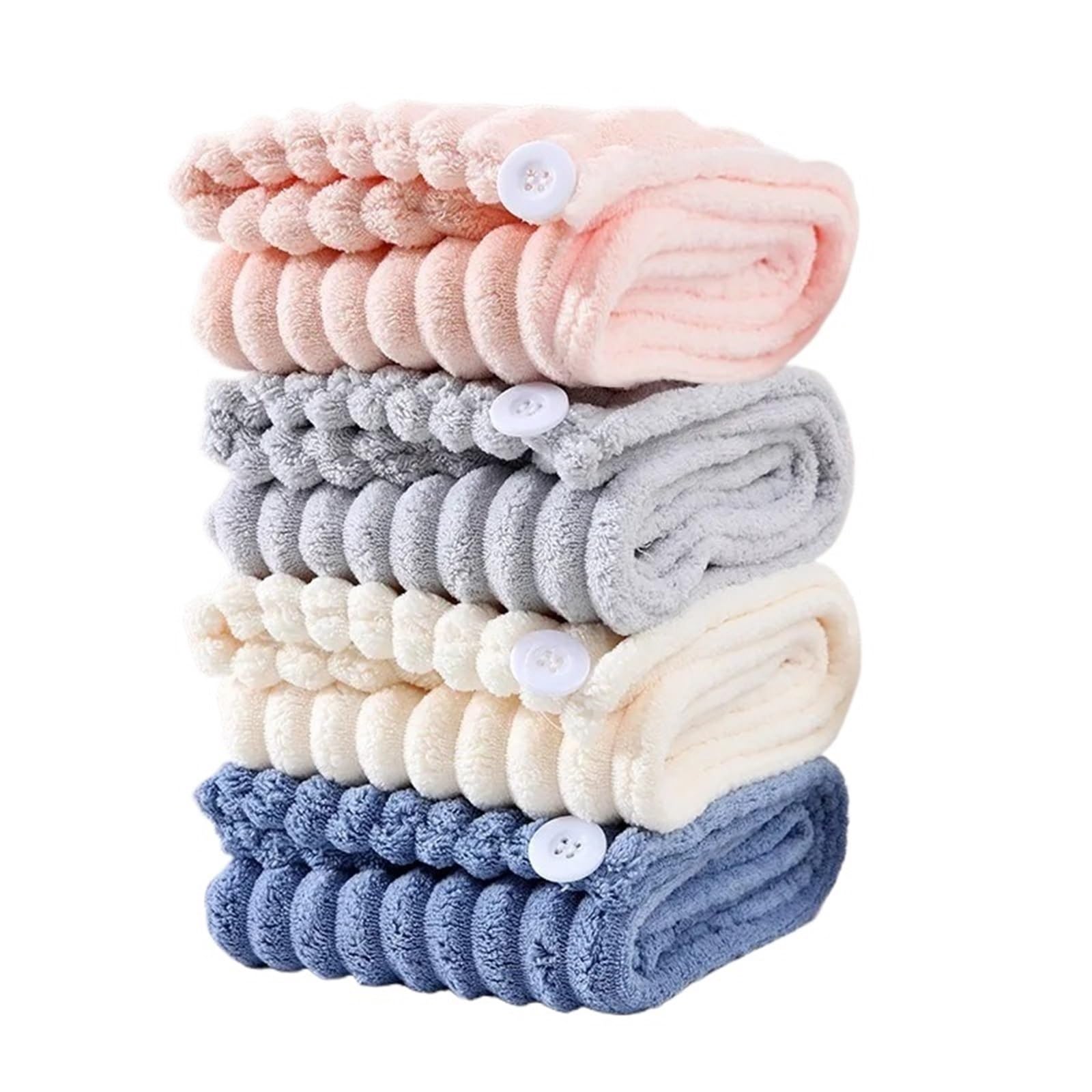 Clarture 4Pcs Quick-Dry Hair Towel Cap - Super Absorbent Bath Hat for Fast Hair Drying, Ideal for Women