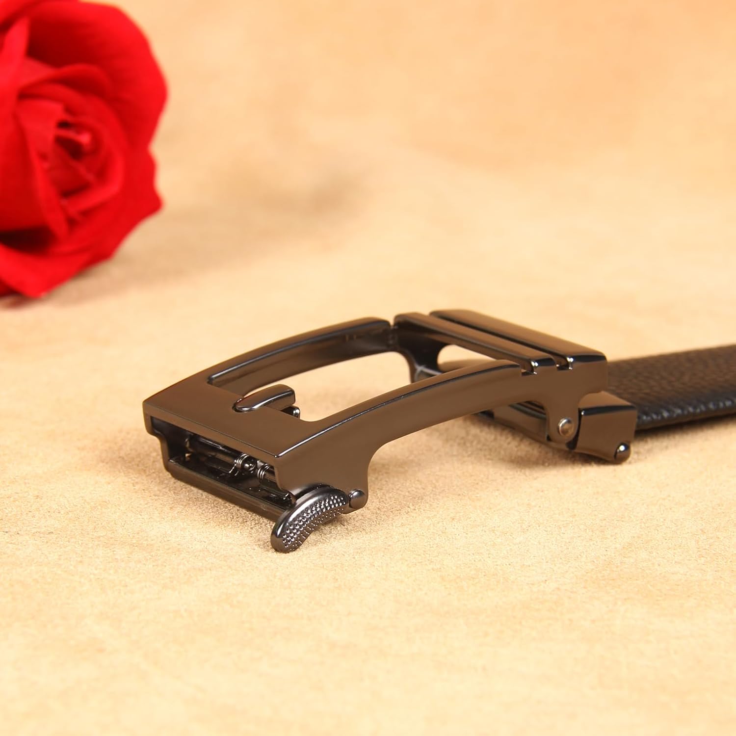 Men's Leather Ratchet Belt 1 3/8" Genuine Leather Automatic Buckle Dress & Casual Trim to Fit - Image 5