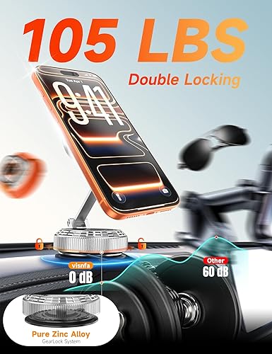 Miniatura 2 de Soporte magnético al vacío para tu automóvil 105 libras de succión y 3800 gf magnético Soporte de teléfono Magsafe ajustable de 360 para iPhone 17