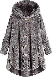 HYMCX Fleece Jacket Women Light Long Warm Teddy Fleece Jacket Women Cuddly Jacket Women Fluffy Cuddly Fleece Jacket Girls Plush Coat Teddy Jacket Winter Jacket with Hood Plush Jacket Fleece Jacket