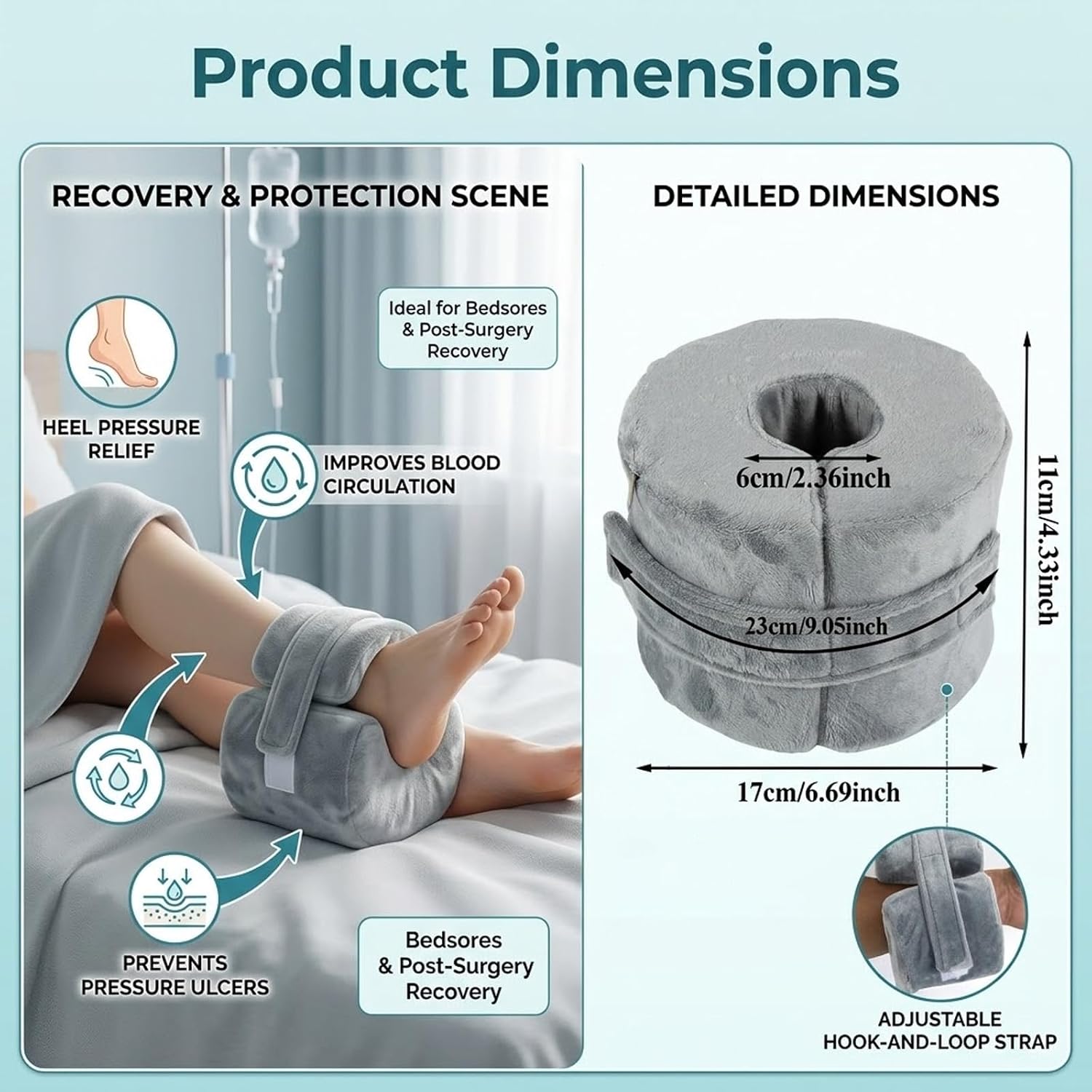Foot Elevation Pillow Ankle Heel Protector for Bed Sores & Surgery Recovery, Support Pillow Cushion Sleeping Feet Leg Elevated Support for Elderly Care, Bedridden Patients & Post-Op Use, Washable, 1PC