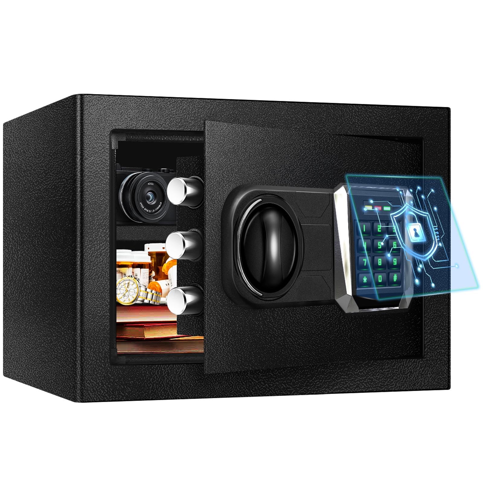 ToruKeep 30L Fireproof Steel Security Safe Box – Digital Keypad, Smart Anti-Theft Alarm, Removable Shelves, Combination Lock, Type-C Backup, Fire Document Bag for Home Office Hotel (35x25x25cm)
