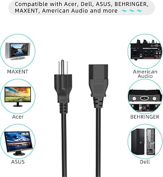 AC Power Cord for Bambu Lab-P1S Combo 3D Printer