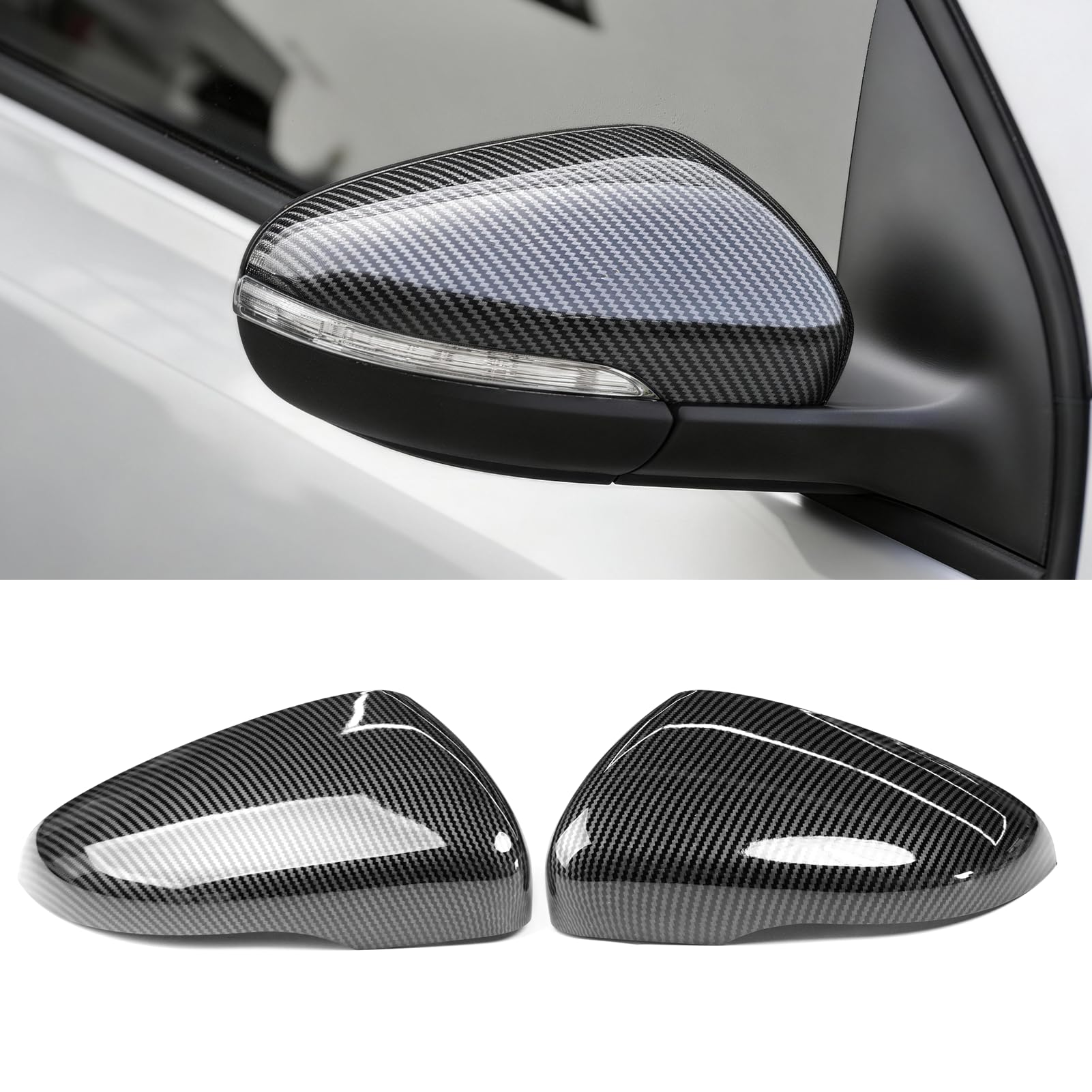 TTCR-II 2PCS Compatibile con Calotte Specchietti VW GOLF 6/GTI MK6/Touran 1T3 2009-2014, GOLF 6 Copri Specchietto Sinistra+Destra Coperchio Specchio Retrovisore,Touran Tappi Specchietti-Fibra Carbonio