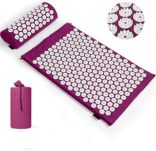 Akupressurmatte, Akupunktur matte, Akkupressmatte zur Linderung von Nacken und Rückenschmerzen, Acupressure Mat mit Muskelentspannung und Stressabbau, Shiatsu matte zur Ischiasentlastung, Lila Weiß